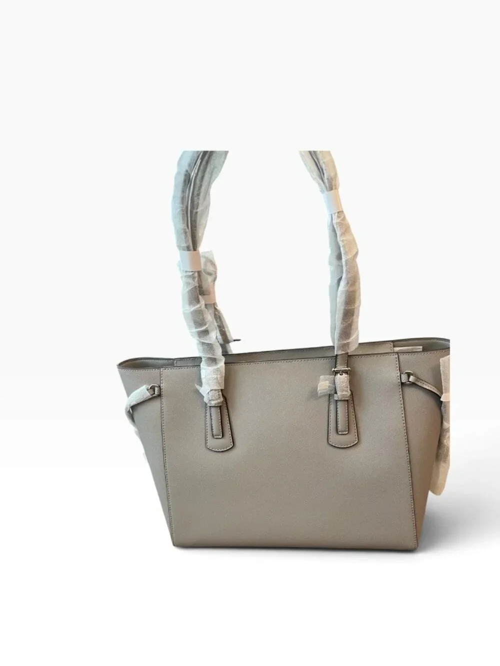 Michael Kors Voyager XL Leather Tote Shoulder Handbag Purse Pearl Grey MK NWT